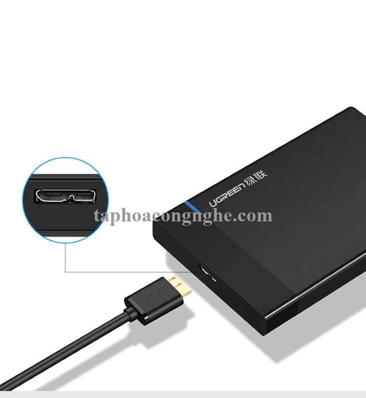 Ugreen 10898 0.5M màu Đen Cáp USB 3.0 sang MICRO USB 3.0 cho ổ cứng hỗ trợ nguồn US140 30010898